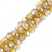 Faceted glass beads 3x2mm disc - Medium topaz-top shine coating